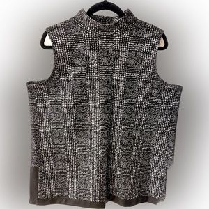 ANNE Klein Turtleneck sleeveless tunic, faux leather details, XL NWOT